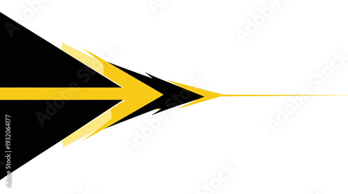 Abstract graphic design featuring an arrow pointing right with a combination of yellow and black