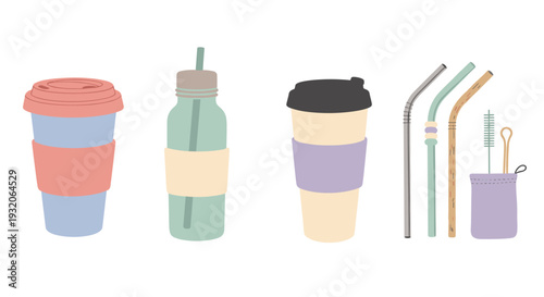 Reusable cups and straws are essential items for an eco-friendly lifestyle, promoting sustainability and reducing single-use plastic waste in daily routines.