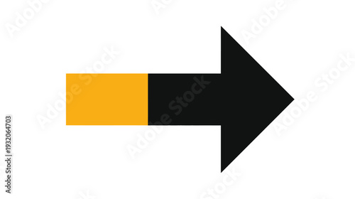 A graphical representation of an arrow pointing right, composed of black and yellow elements on a white background