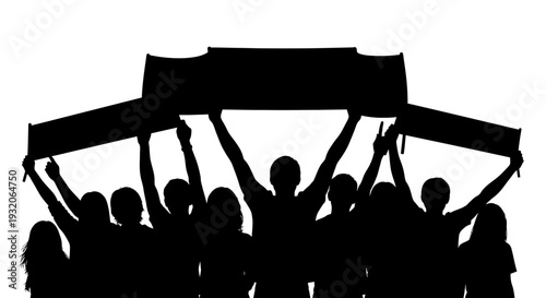 Group of people holding signs in protest or demonstration.