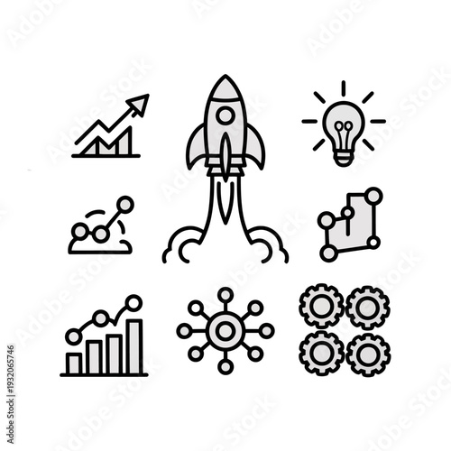 Set of 8 business icons vector