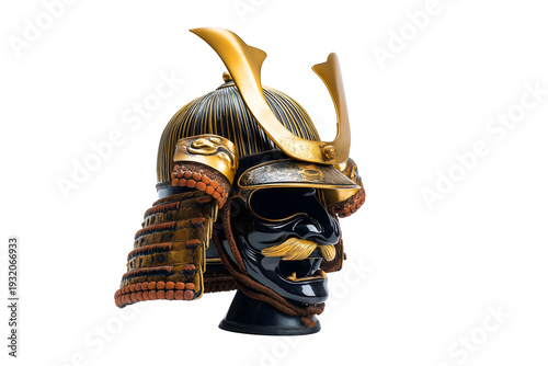 Samurai armor helmet kabuto isolated on white background