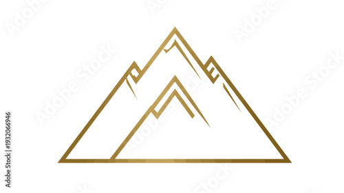 A gold geometric mountain range set against a white backdrop, symbolizing nature's grandeur