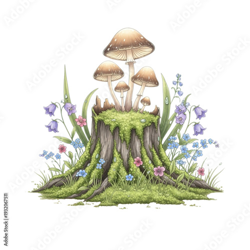 mushrooms on a green grass