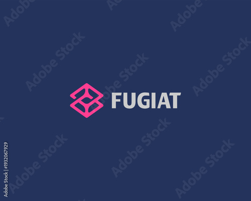 Abstract vector logotype from two connecting squares. Universal data center tech startups, digital platforms icon. Technology science sign. Minimal brand mark ideal for fintech, software companies.