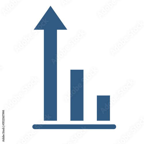 Vector business graph icon with upward arrow