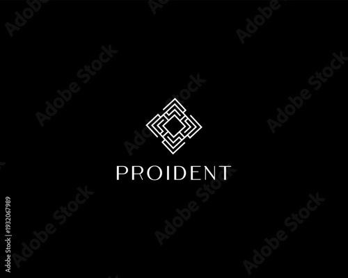 Modern geometric vector logotype inspired by apartment floor plan and architectural layout. Minimal line logo for real estate, property development and construction company.