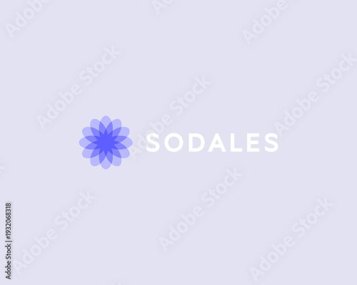 Graceful flower vector logo. Minimal floral mandala logotype for beauty, spa and wellness branding with gradient petals.