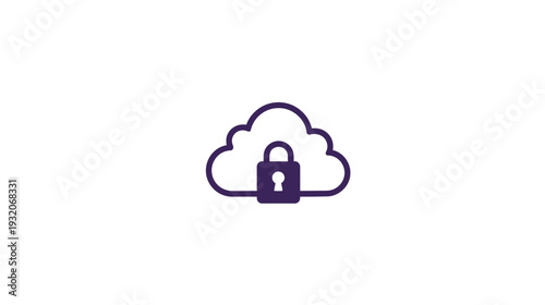 A cloud outline with a closed padlock inside, representing secure data storage or online privacy