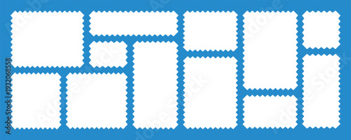 Zigzag note paper and torn frame with irregular. Squares and rectangles shapes. White blank sheet for notes or memo