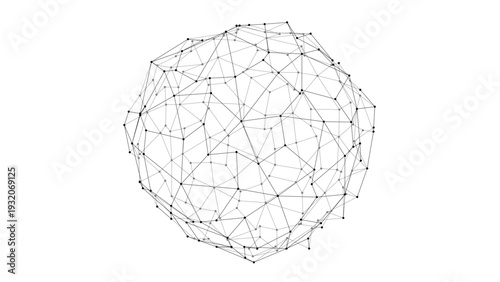 Abstract Plexus sphere or circle. Dots connected by lines. Technology abstract background. Minimalist mesh backdrop. Abstract polygonal shape.