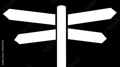 A signpost illustration with four directional arrows, all in white against a black background