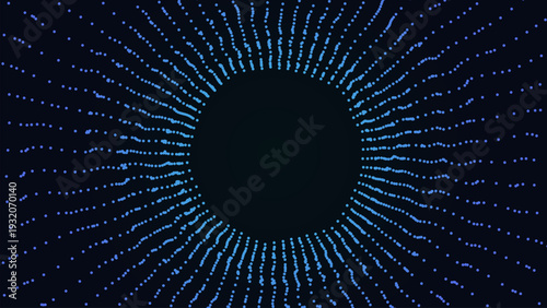 Abstract digital plexus tunnel formed by glowing dots connected with lines, creating a futuristic network hole. Concept of big data, artificial intelligence, neural networks,technology background