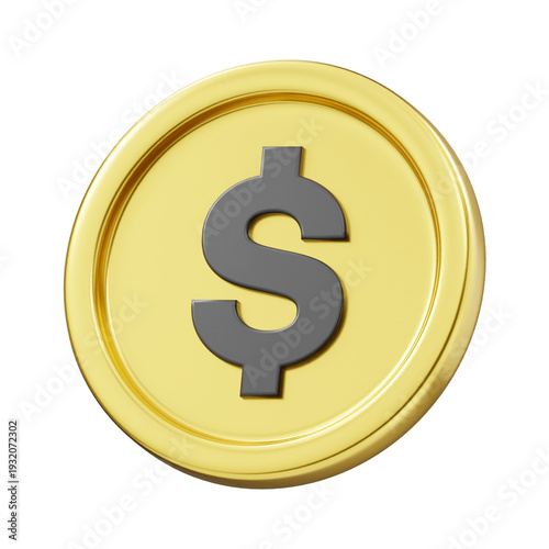 Dollar Coin 3d icon gold