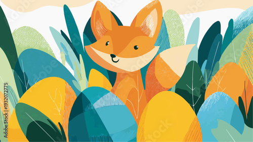 Flat vector illustration of a happy Easter bunny carrying a pink egg with a heart. Naive, minimalist design with a soft pastel color palette. Joyful and cute holiday concept with ample copy space.