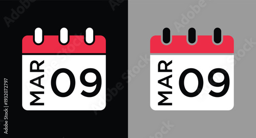 calendar - March 9 icon illustration isolated vector sign symbol