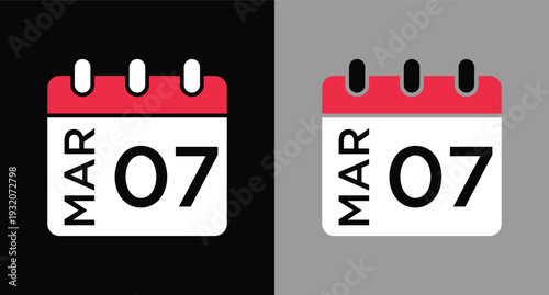 calendar - March 7 icon illustration isolated vector sign symbol