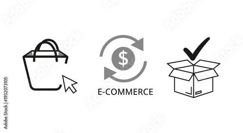 e-commerce shopping process concept with icons for online purchase payment and delivery ideal for digital business