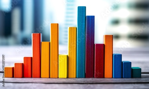 Colorful 3D Bar Chart Representing Business Growth and Financial Success