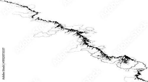 A grayscale contour map representing a high altitude geographical region