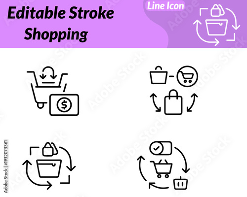 Clean flat vector icon featuring a shopping basket. Buying retail and product selection. Minimal design smooth lines modern blue and green tones perfect for eCommerce platform and marketing materials.