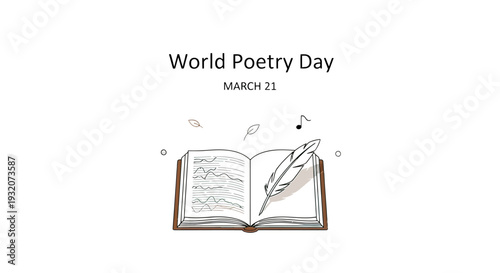 Open book with quill pen and poetry.