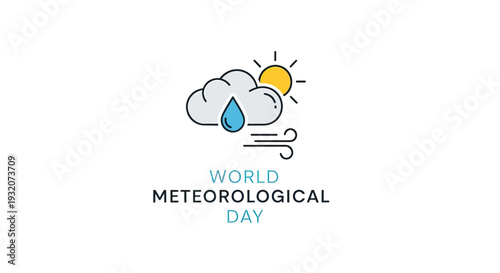 World Meteorological Day Illustration with Cloud and Sun.