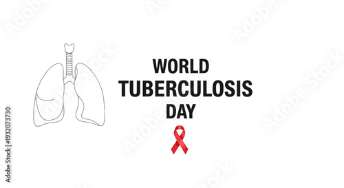World Tuberculosis Day Awareness Ribbon Lungs.