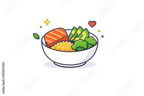 Clean eating food bowl concept with minimal ingredients and open space around the bowl, conveying simplicity, clarity, and conscious food choices. Minimalist