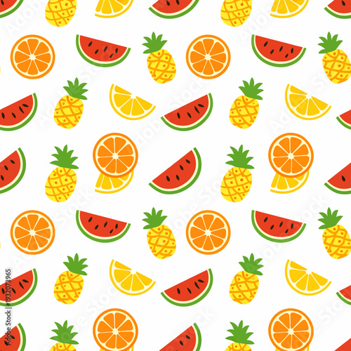 Patrón de frutas tropicales vibrantes