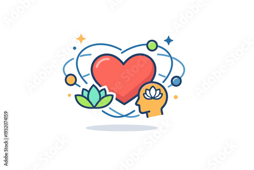 Mental health counselor heart icon focused on a heart surrounded by soft connection lines and dots, expressing emotional balance, mindfulness, and personal