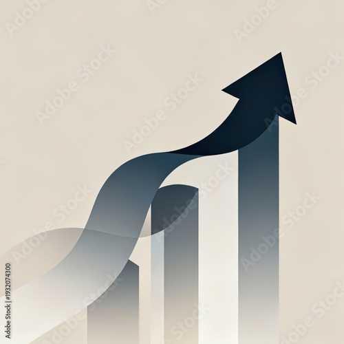 Human Progress as minimal, upward flowing arrows with subtle directional emphasis, neutral modern palette, representing increase and trend.eps
