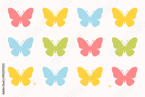 Mariposas coloridas en patrón simétrico