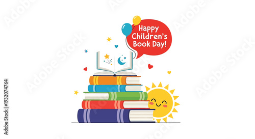 Colorful Stack of Childrens Books Illustration 4.