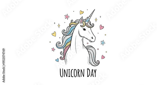 Colorful Unicorn Illustration with Rainbow Mane 1.