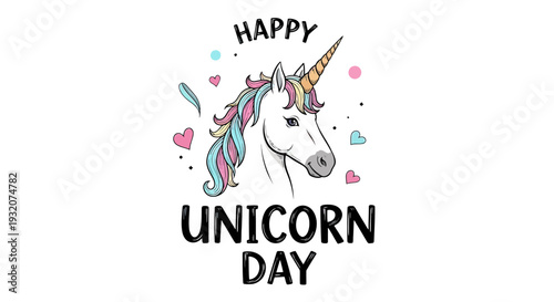 Colorful Unicorn Illustration with Rainbow Mane.