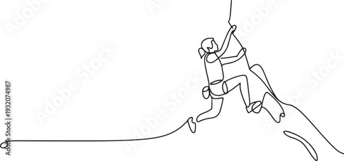 One continuous line drawing of climbing sports vector illustration. climbing sports design in simple linear continuous style vector concept. one line Icon drawing