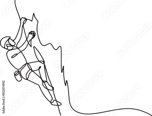 One continuous line drawing of climbing sports vector illustration. climbing sports design in simple linear continuous style vector concept. one line Icon drawing