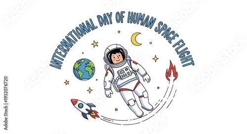 Astronaut in Space Suit Floating Near Earth 1.