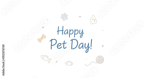 Happy Pet Day Text with Icons.
