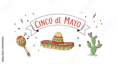 Cinco de Mayo Celebration Sombrero Maraca Cactus.