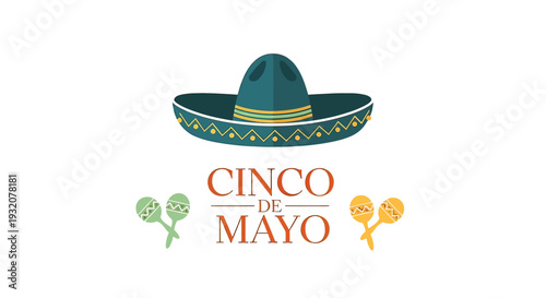 Cinco de Mayo Sombrero Celebration Illustration.