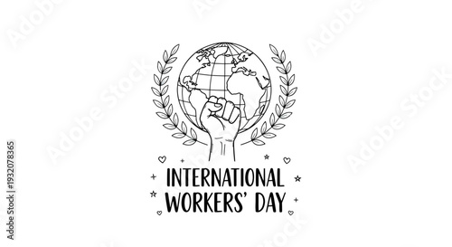 Hands Holding Globe with Laurel Wreath.