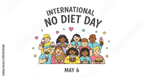 International No Diet Day Illustration People.