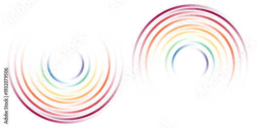 Abstract background with bright rainbow colorful lines. Colored circles with place for your text  on a white background.eps 10 vector