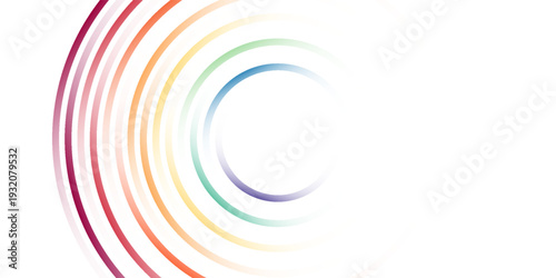 Abstract background with bright rainbow colorful lines. Colored circles with place for your text  on a white background.eps 10 vector
