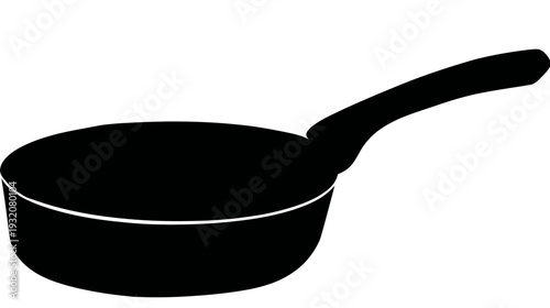 A black and white, simple illustration of a cooking utensil with a long handle