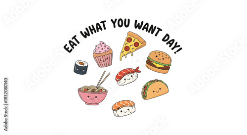 Assorted Food Items Illustration Collection.