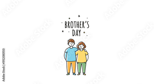 Brothers Day Illustration of Two Brothers Together.