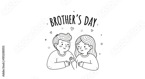 Brother and Sister Celebrating Brothers Day Illustration.
